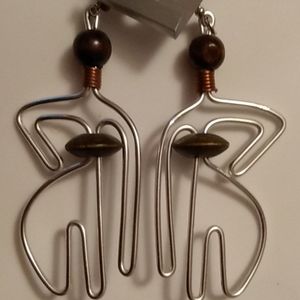 Silver and Brown Lady Earrings
